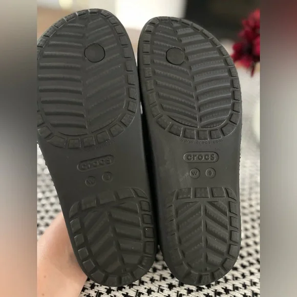 Crocs Glitter Flip Flop Sandals Black Casual Comfort Summer Bling Size 9 - Picture 7 of 9